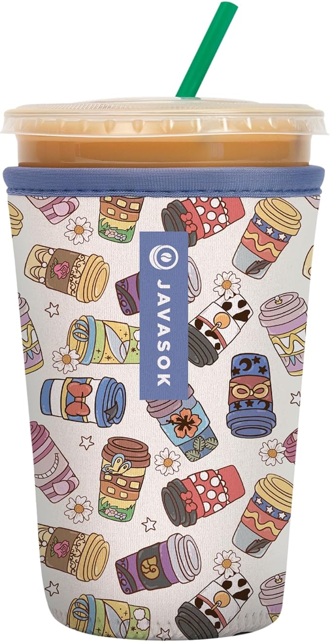 Sok It JavaSok Iced Coffee & Cold Soda Insulated Neoprene Cup Sleeve (Happiest Cup, Medium: 22-28oz)