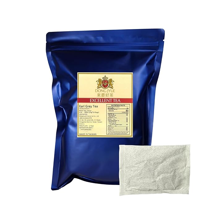 Dong Jyue Premium Earl Grey Tea, Commercial-Use Tea Bags, 25g Large Bags, 24 Count (Pack of 1), Taiwanese Earl Grey Tea for Milk Tea & Bubble Tea | Enjoy Hot or Iced | 21.16 oz / 600g Total