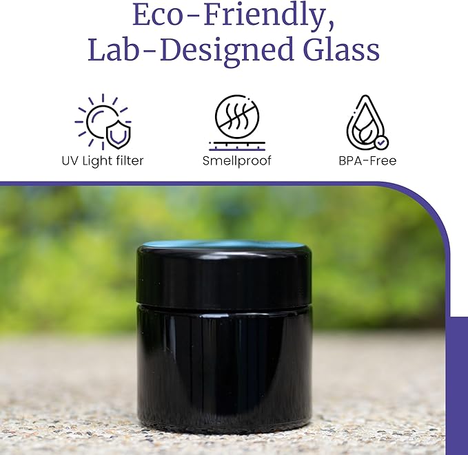 Infinity Jars Classic Black Glass Jar 100 ml (3.3 fl oz) Ultraviolet Airtight Smell Proof, Refillable Screw Top Container for Long-Term Storage of Coffee, Spices, Tea, Dried Goods, Kitchen Jar 10 Pack