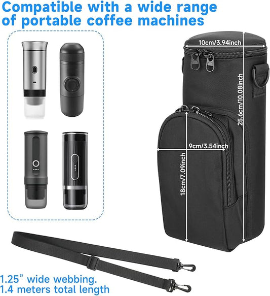 Portable Espresso Maker Carry Bag, Storage Case for Coffee Maker Mini Espresso Machine, Travel Coffee Maker Organizer Pouch with Capsule Storage Bag for RV Camping Car /Adjustable shoulder Strap