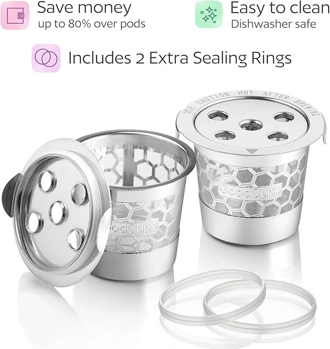 2 Stainless Steel Reusable K Cups for Keurig K Supreme, K Supreme Plus, K Slim, K-Brew Chill, K-Duo Hot & Iced with MultiStream Technology - 2 Refillable Kcups Coffee Filters for Keurig Coffee Makers