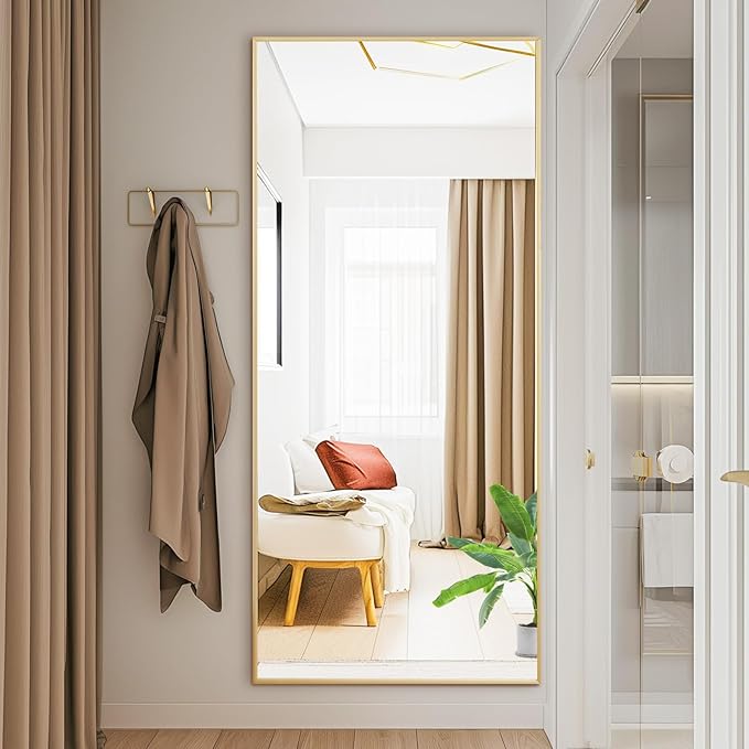 NEWBULIG Full Length Mirror, Upgraded Body Wall Mirrors with Shatter-Proof Glass, Floor Standing Mirror, Home Wall Decor