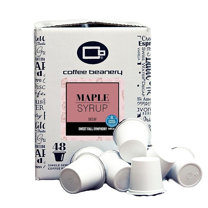 Maple Syrup Decaf Coffee Pods by Coffee Beanery | 192ct Bulk Flavored Decaf Coffee Pods Medium Roast Coffee