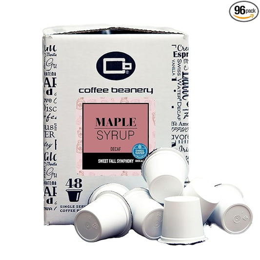 Maple Syrup Decaf Coffee Pods by Coffee Beanery | 96ct Bulk Flavored Decaf Coffee Pods Medium Roast Coffee