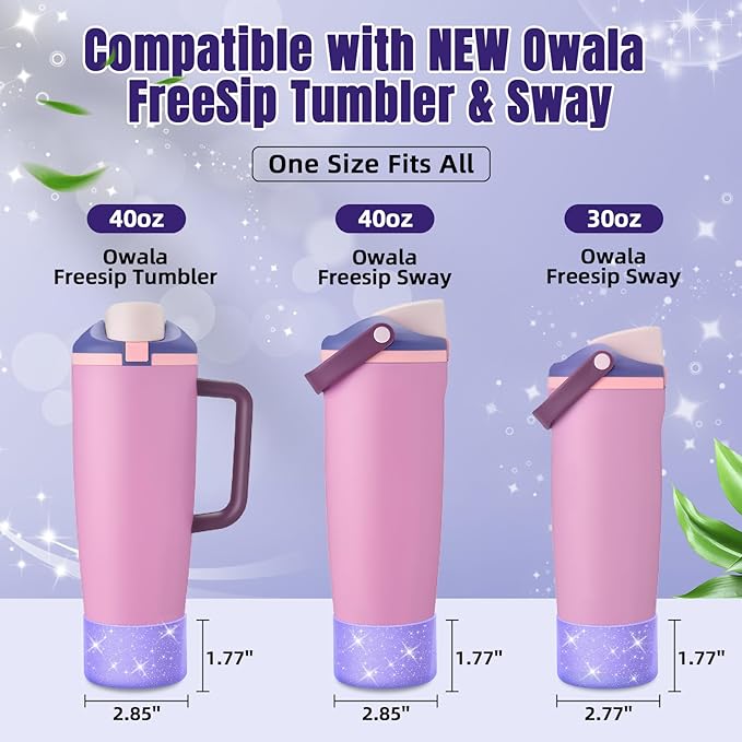 2PCS Silicone Boot Compatible with Owala 30oz & 40oz FreeSip Sway Bottles & Tumblers, Protective Anti-Slip Bottom Cover Sleeve for Freesip Sway Tumbler
