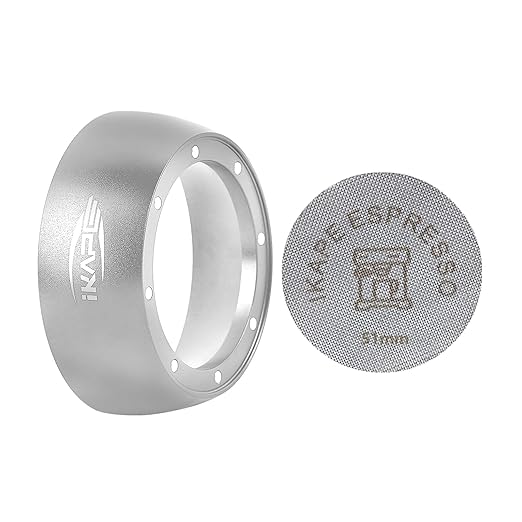 IKAPE Magnetic Dosing Funnel Set, 51MM Espresso Dosing Ring & Puck Screen Kit Compatible with 51 mm Bottomless Portafilter - with 10 Small Magnet (Silver)