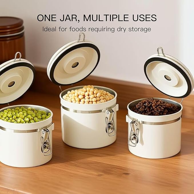 MEGAWISE 304 Stainless Steel Coffee Canister – Large Capacity Kitchen Container with CO₂ Valve & Date Tracker, Vacuum-Sealed Canister for Coffee Beans, Grounds & Dry Goods (1.5, Liters)