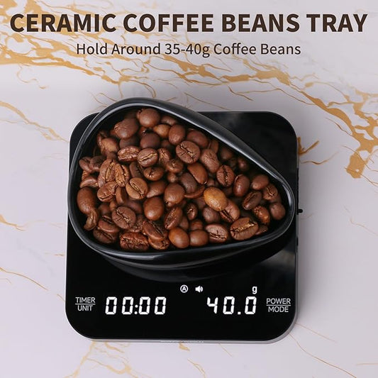 Coffee Bean Dosing Cup and Spray Bottle Kit - Ceramic Single Dosing Tray,Static Reducing Spray (Black)