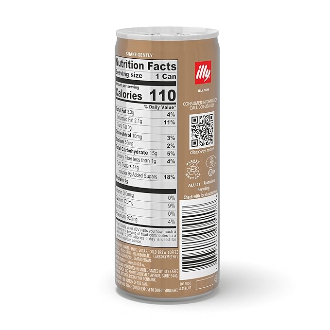 illy Ready To Drink, Latte Macchiato Cold Brew Coffee Cans, 100% Arabica, Premium Italian Coffee, 8.45oz, 12 Pack
