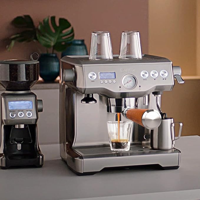 58mm Bottomless Portafilter 2 Ears - Fits Breville Oracle, Oracle Touch, Dual Boiler BES980XL BES990BSS BES920XL-Not for E61 groupheads-with Double Shot Filter Basket & Walnut Handle