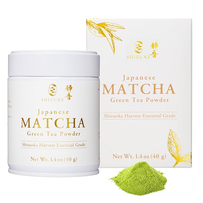 Shizune Matcha, Shizuoka Harvest Essential Grade – Authentic Japanese Matcha Green Tea Powder, 40g (1.4 oz) Tin