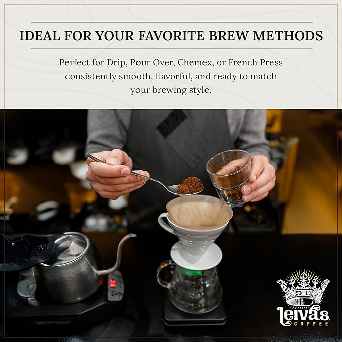 Leiva’s Dark Roast Ground Coffee (8 Oz) - Roasted to Order, Micro-Lot Guatemalan Beans - El Cazador Coffee Grounds w/Vanilla, Blueberries & Chocolate Notes - Earthy, Winey Low Acidity Roast