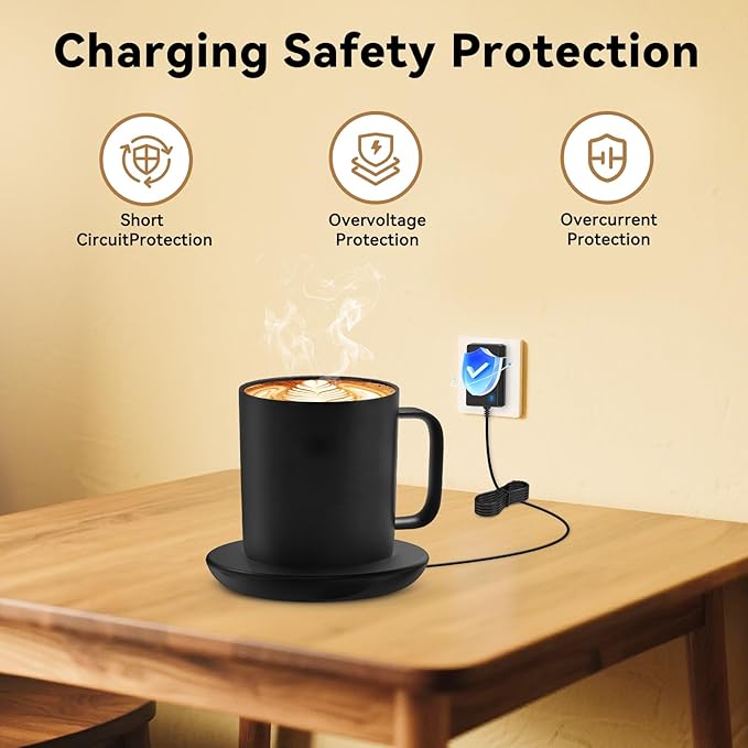 Replacement Charging Coaster 2 for Temperature Control Smart Mug 2,Mug1,Cisain Mug Power Cord Compatible with Em/BER Smart Cups (Black)
