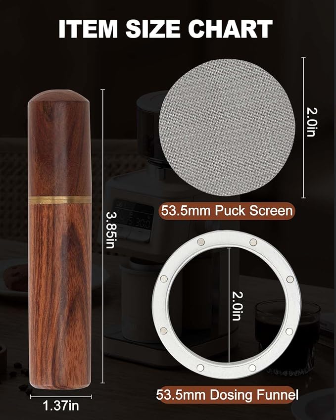 53.5mm WDT Tool, Espresso Distribution Tool with Dosing Funnel, 53.5mm Puck Screen with 316 Stainless Steel, Portafilter Funnel Espresso Coffee Stirrer for Barista