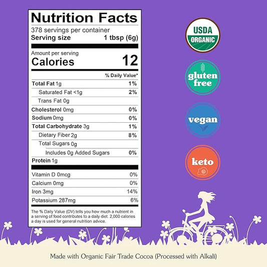 NuNaturals Organic Cocoa Powder, Premium Dutch-Process For Drinking and Baking, 5lb