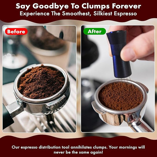 Wdt Espresso Distribution Tool, Anodized Aluminum Interchangeable Needles with Robust Handle, Even Distribution for Consistent Brewing, Suitable to Use in Kitchen, Cafe, Parties and Ceremonies