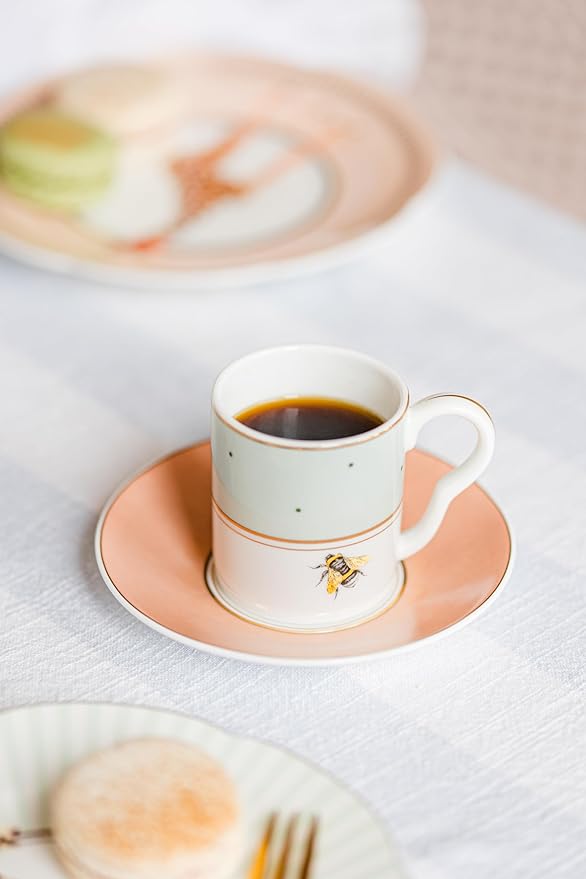 YVONNE ELLEN Slogan Espresso Cup & Saucers, Set of 2