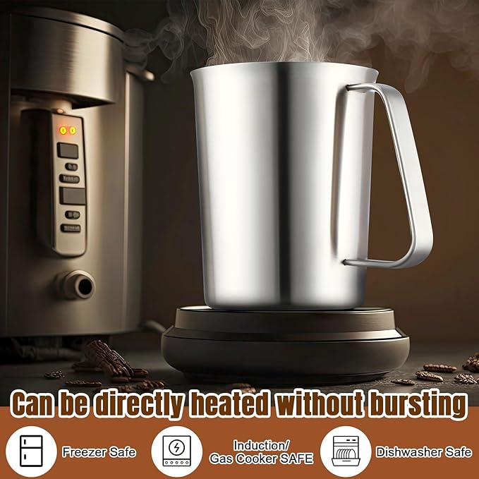 4 Pcs Stainless Steel Pitcher with Handle and Pour Lip 16OZ, 500ML, 2 Cup Metal Liquid Measuring Cup Measuring Jug Milk Frothing Pitcher for Milk Latte Art Water Pouring
