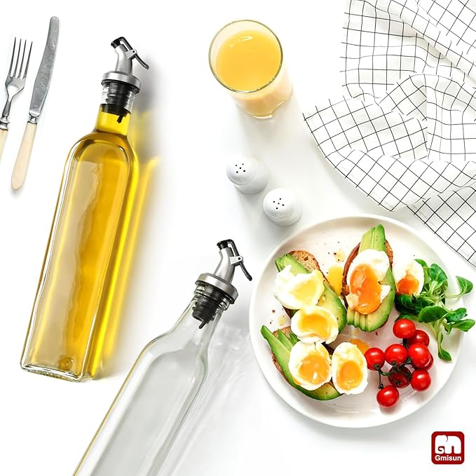 GMISUN Olive Oil Dispenser Bottle, 6 Pack Oil Dispensers Bottles for Kitchen, Cooking Vinegar Dispenser Set, Glass Container Cruet-Pourer Spout, Funnel and Labels