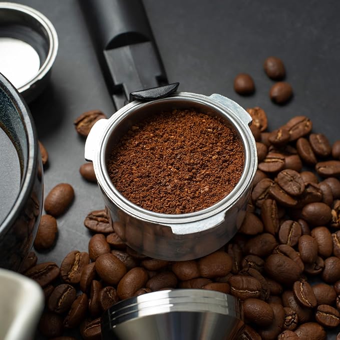 51mm Portafilter Basket, Stainless Steel 2 Cup Coffee Filter, Pressurized Espresso Filter Basket Double Layer for Portafilter Coffee Machines (2 Cups Capacity)