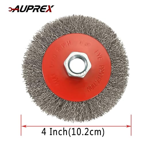 5 Pack 4 Inch Coarse Crimped Wire Wheel Brush for Angle Grinder with 5/8 Inch-11 Threaded Arbor - 0.014 Inch Carbon Steel Wire -Light Duty Conditioning for Metals