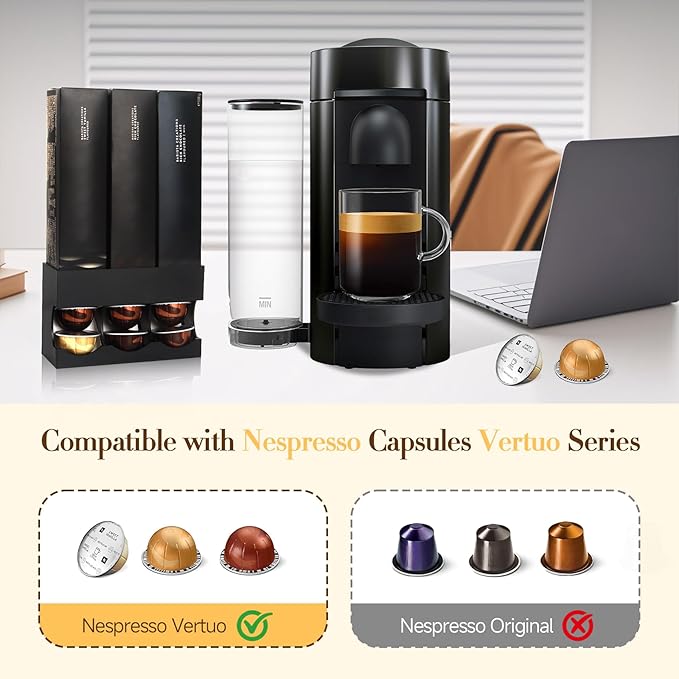 Pod Holder for Nespresso Vertuo Capsules - Wall Mount & Countertop Pod Organizer, Holds 3 Boxes of Coffee Pods, Modern Acrylic Storage for Nespresso Coffee Bar Accessories(Only Shelf)