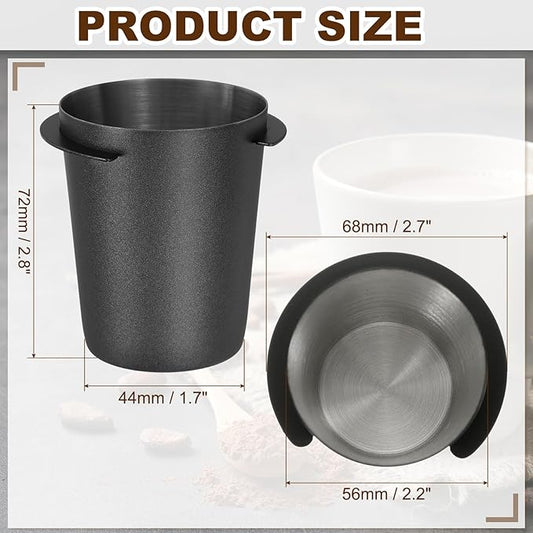 uxcell 58mm Coffee Grinder Powder Cup, Stainless Steel Espresso Coffee Powder Feeder, Espresso Coffee Machine Tools for Coffee Tamper (Black)