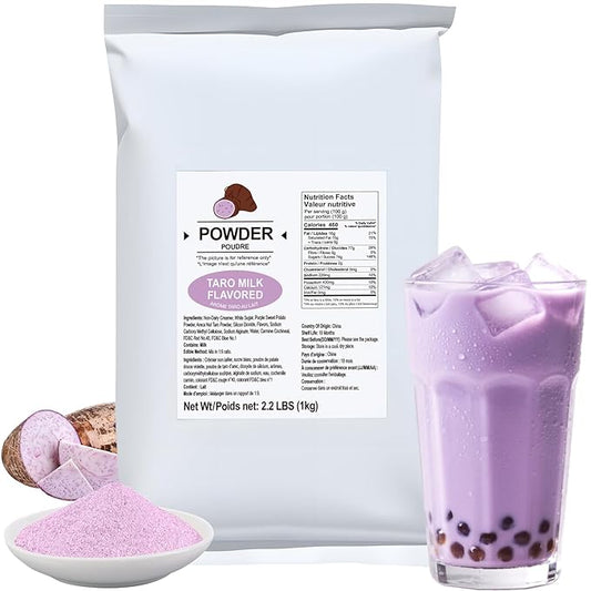 Soeos Taro Flavored Powder, 2.2 lbs (1kg) – Instant Bubble Tea Mix with Creamer & Sugar, Easy to Prepare, Perfect for Boba Drinks & Desserts