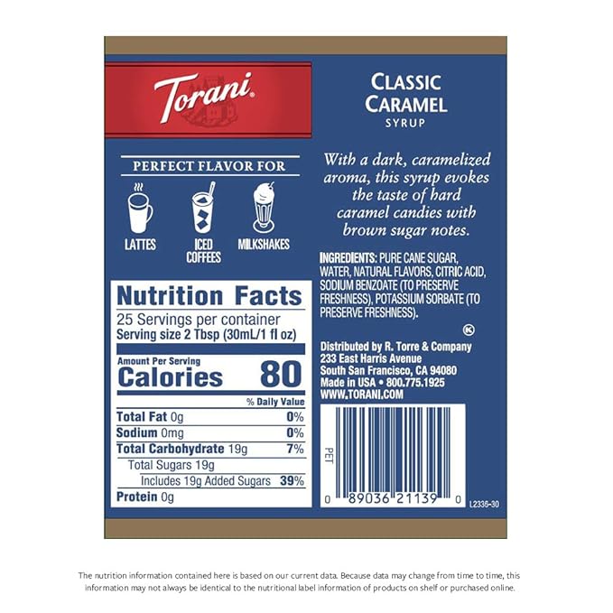 Torani Syrup, Classic Caramel, 25.4 Ounces (Pack of 4)