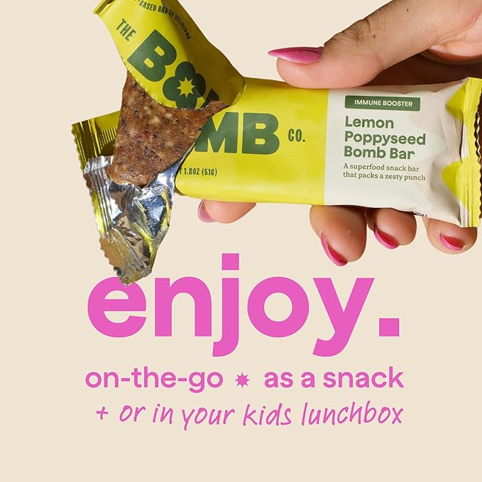 The Bomb Co. Bomb Bars Variety Pack, Healthy Snacks, Plant Based Bars With Superfood & Super Seeds, On the Go Snack & Breakfast Bar, Energy Support, Gluten Free, Non GMO, Dairy Free