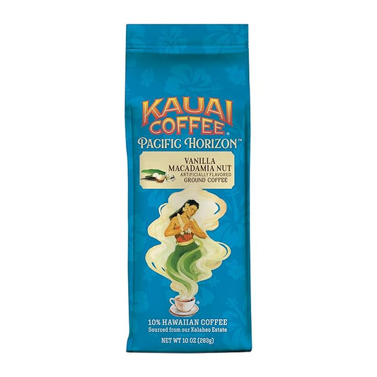 Kauai Coffee Ground Coffee – Smooth, Rich, Medium Roast – Slightly Sweet Nutty Flavor – Arabica Coffee, 10% Hawaiian with No Bitterness – Vanilla Macadamia Nut, 1 Pack of 10oz