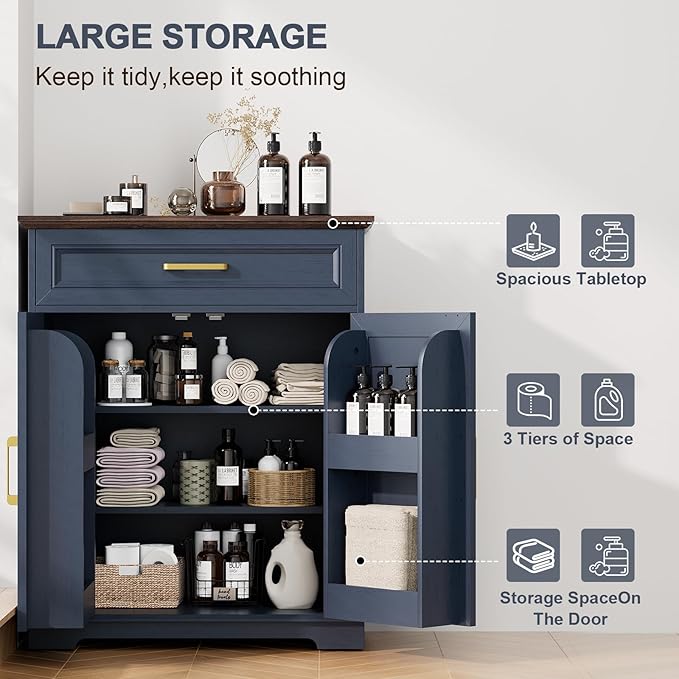 Kitchen Storage Cabinet with Drawer, Buffet Cabinet with Storable Door, Modern Floor Sideboard, for Living Room, Entryway,Blue