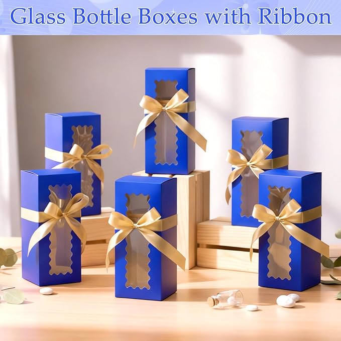 Windyun 100 Pcs Tumbler Gift Boxes for Sublimation Glass Exhibition Boxes Transparent for 12oz 16oz 20oz Shipping Cup Exhibition Packaging for Jars Mug Can Party Supplies (Blue)