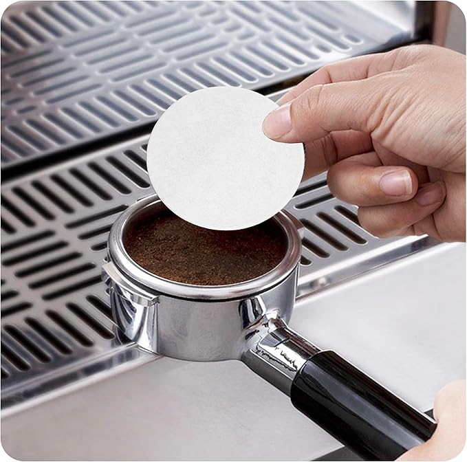 100PCS 58mm Espresso Paper Filters - Unbleached Coffee Filter Papers for Portafilter Baskets, Puck Screen Protection Compatible with Most Espresso Machines