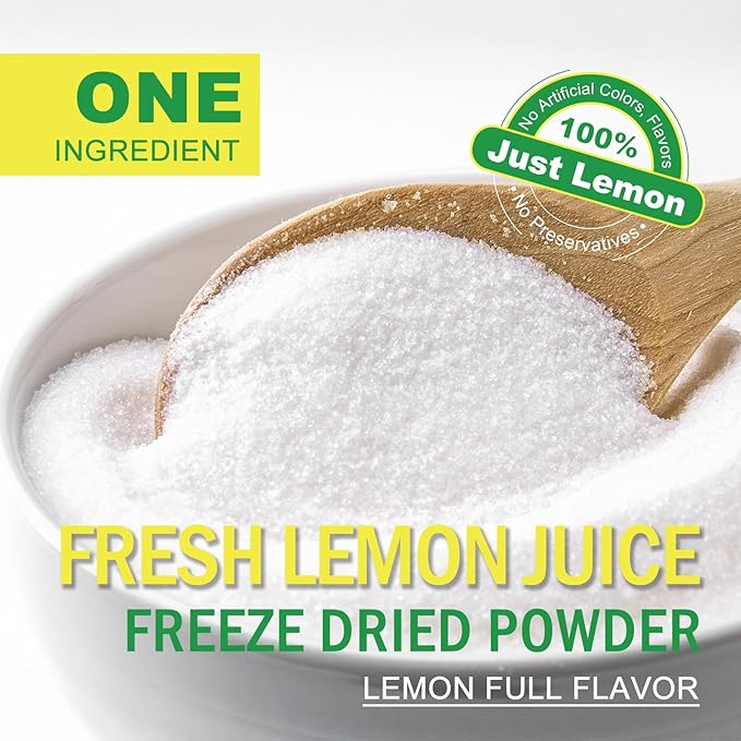 TALCUFON Freshly Squeezed Lemon Powder 10 Oz, Just Cold Pressed, Freeze Dried Lemon Juice Powder No Added Sugar, Gluten Free, Non-GMO Great Flavor for Drinks, Smoothie, & Beverages 284G