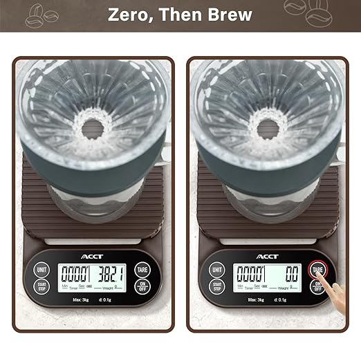 ACCT Coffee Scale with Timer - 3kg/0.1g Barista Scale for Espresso, Pour Over & Kitchen Use, 4 Units, High Precision Scale with Non-Slip Mat
