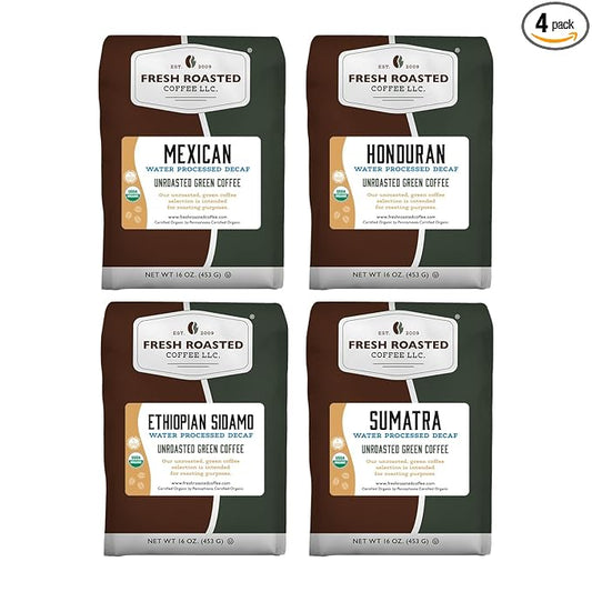 Fresh Roasted Coffee, Unroasted Water Process Decaf Home Roasting Starter Kit, Kosher