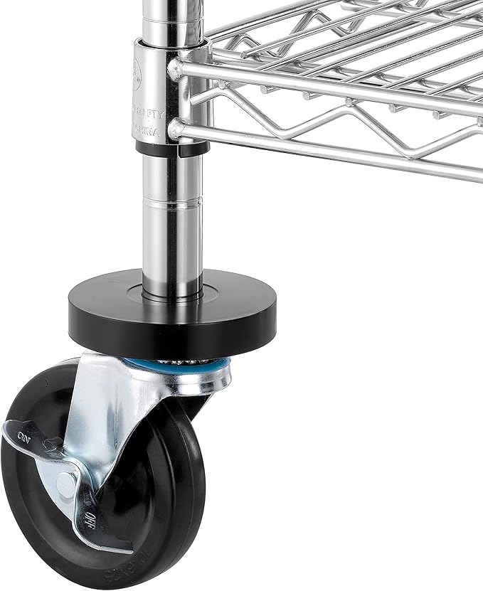 Finnhomy 2 Tier Commercial Grade Rolling Cart, Heavy Duty Utility Cart, Carts with Wheels and Handles, Kitchen Carts on Wheels, Metal Cart with 600 lbs Capacity, Shelf Size 23.6"Dx47.2"W x 39.4"H, NSF