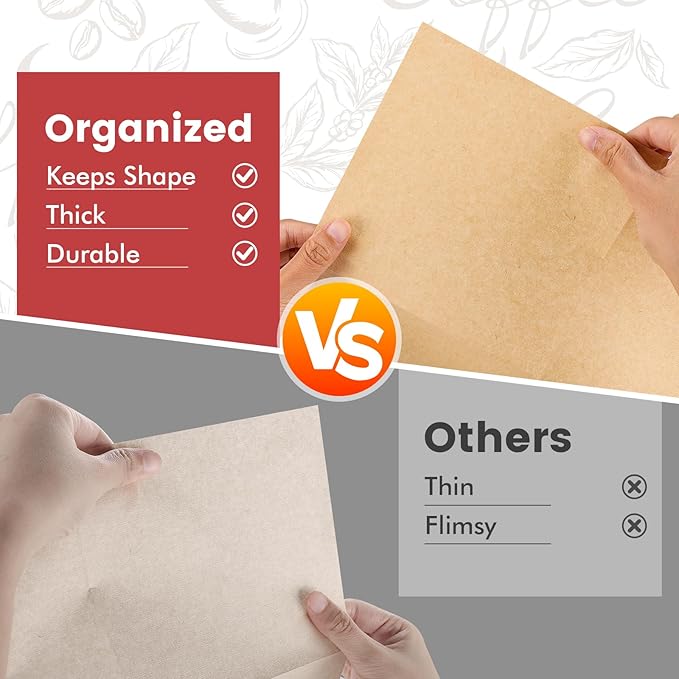 Phyyixs Pre-Folded Unbleached Cone Coffee Filters – Premium Canadian-Imported Thick Paper, Compatible with Chemex Pour-Over Brewers(240 Filters)