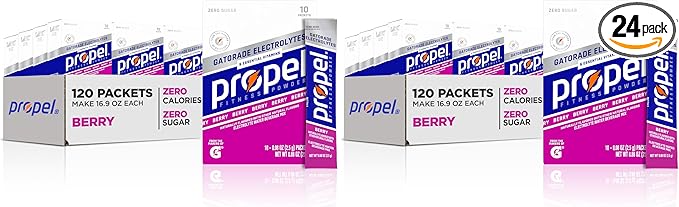 Propel Electrolyte Enhanced Water Drink Mix Powder Packets, Berry, Zero Calorie & Sugar, Hydration with Electrolytes and Vitamins C & E (120 Packets), (Pack of 2)