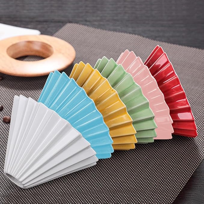 Ceramic Coffee Dripper with Wood Cup Stand Pour Over Coffee Maker Elegant Flower-shape V60 Strainer for 1-2 Cups Slow Brewing Accessories for Home Coffee Shops Restaurants Pink