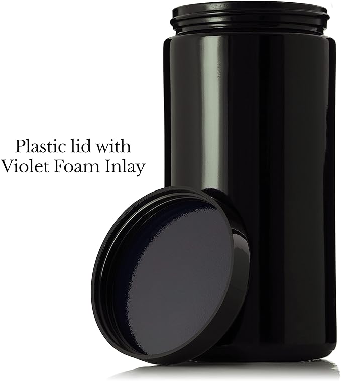Black Ultraviolet Glass Jar with Lid | 1 Liter 33.8 oz Airtight Smell Proof Container | Wide Neck Herb Storage, Ideal for Coffee, Tea, Spices, Dried Goods, Tall Glass Jar for Kitchen