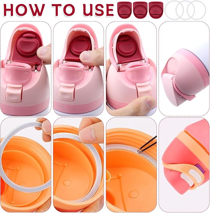 3 Sets Replacement Seal Stopper and O Ring Gasket Compatible with Owala FreeSip 24oz 32oz,Water Bottle Lid Insert Cap Rubber Seal Parts for Owala 16/19/24/32/40oz Mouth Piece Accessories Z3K5