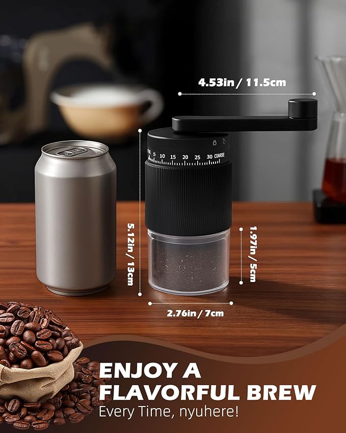 Manual Coffee Grinder with Ceramic Burr, 40g Capacity,35 Adjustable Settings,Portable Hand Mill for Espresso, French Press, Drip,Pour Over,Cold Brew,Compact and Quiet for Home Use