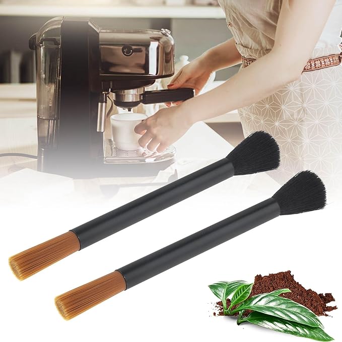 Coffee Machine Cleaning Brushes 2PC, Dusting Bar Espresso Machine Grinder Cleaning Brushes, Two Head Brush Accessories for Bean Grain Coffee Tool Tabletop Simple Barista Home Kitchen Dual Purpose