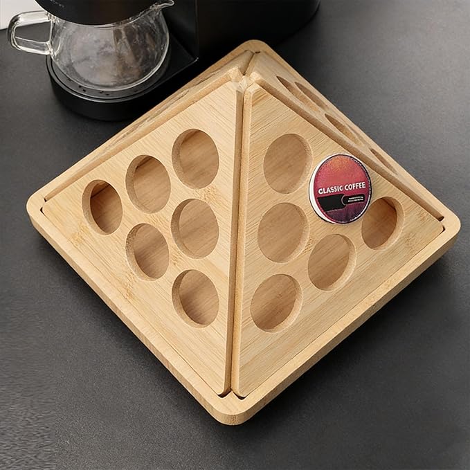 Sanpyl Coffee Pod Holder, Countertop Wood Coffee Capsule Organizer Storage Rack for 24 Pods