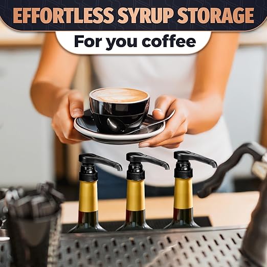 Set of 16 Black Coffee Syrup Pumps - 12.4 Inches Vanilla Syrup Dispenser for Skinny Bottles, Adjustable Length and Lockable Design, Good for Home and Commercial Use, Easy to Use and Clean