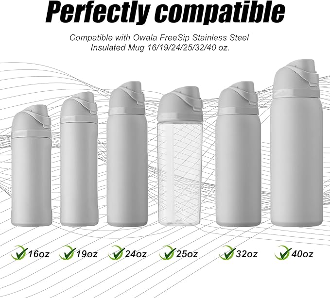 4pcs Replacement Stopper Compatible with Owala FreeSip 24oz 32oz, Water Bottle Top Lid Gasket for Owala 19/24/32/40oz Seal Bottle Cap Mouth Stopper Part Silicone Plug Accessories BPA-Free (4 Colors)