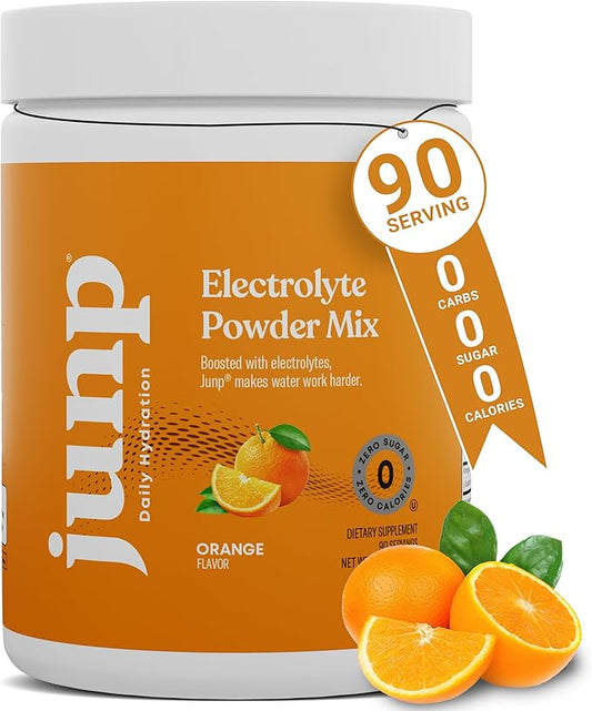 JUNP Electrolytes Powder No Sugar No Carbs, Sweet Tangy Citrus Orange Keto Electrolyte Drink Mix, Potassium & Salt Hydration Powder Electrolytes Zero Calorie Sugar Free Electrolyte Powder, 90 Servings