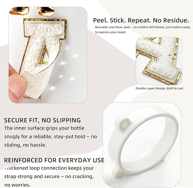 Letter Handle Strap Accessories with Cute Initial Charm Compatible with Owala Water Bottle 24oz 32oz 40oz Owala Kids